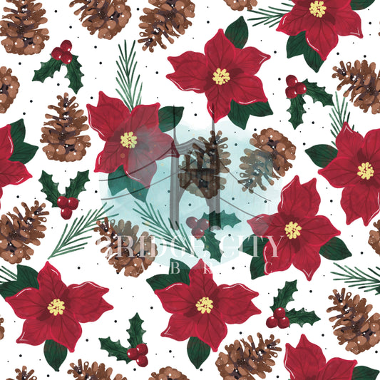 Poinsettia and Pinecone