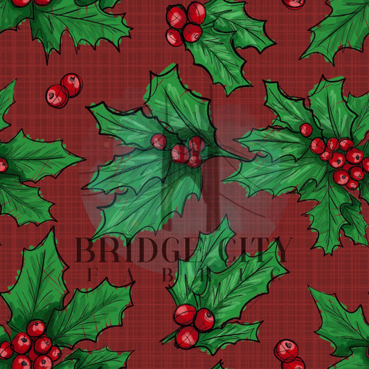 Holly Berries on Red