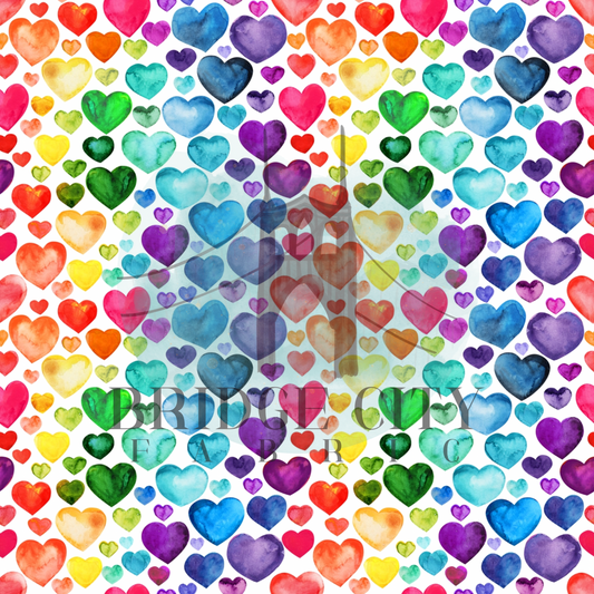 Rainbow Watercolor Hearts